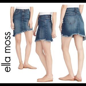 ELLA Moss Asymmetrical Hem denim Jean Miniskirt 26